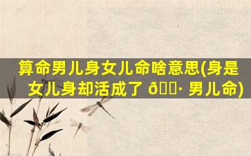算命男儿身女儿命啥意思(身是女儿身却活成了 🌷 男儿命)